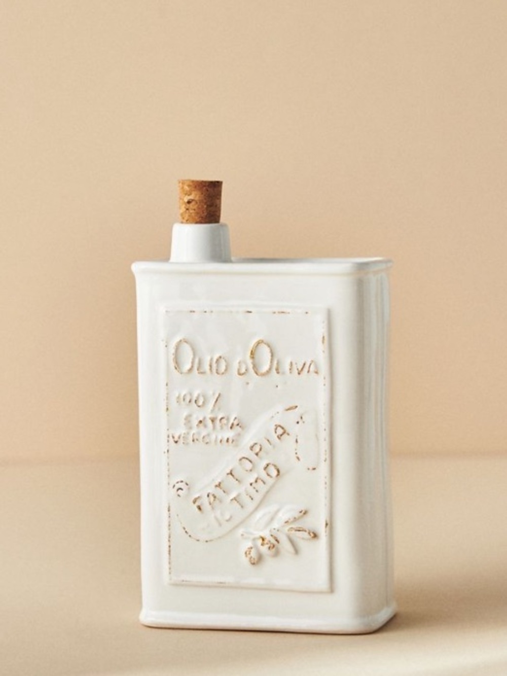 Anthropologie Cucina Stoneware Olive Oil Cruet in White NWT